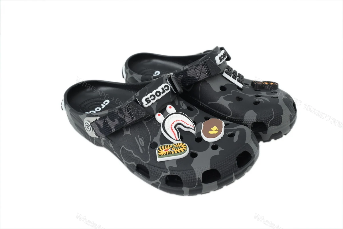 View 3 of BAPE x Crocs Classic Clog 'ABC Camo - Black'