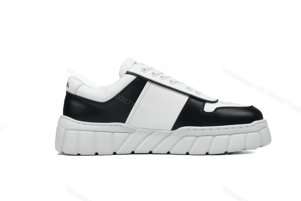 View 5 of Prada Low-Top Sneakers Serrated Black And White