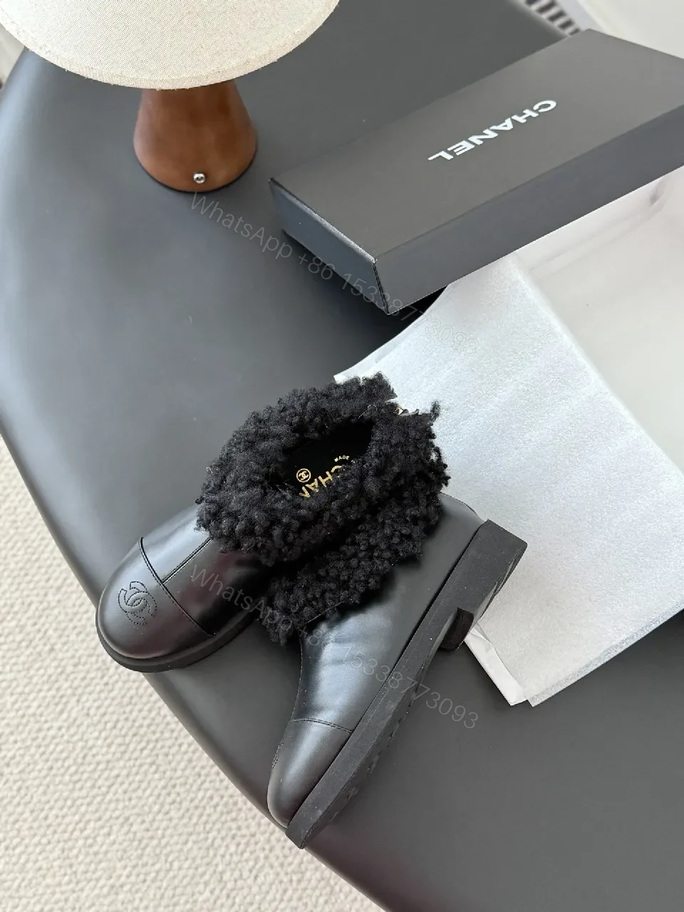 View 6 of Faux Fur Trim Leather Mules – Luxe Comfort, City-Chic Style