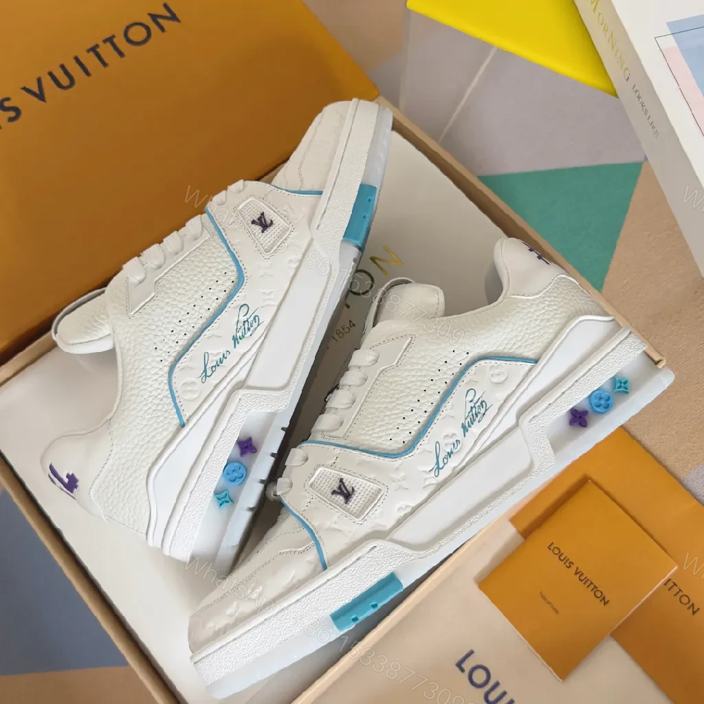 View 3 of Premium White Leather High-Tops with Textured Accents