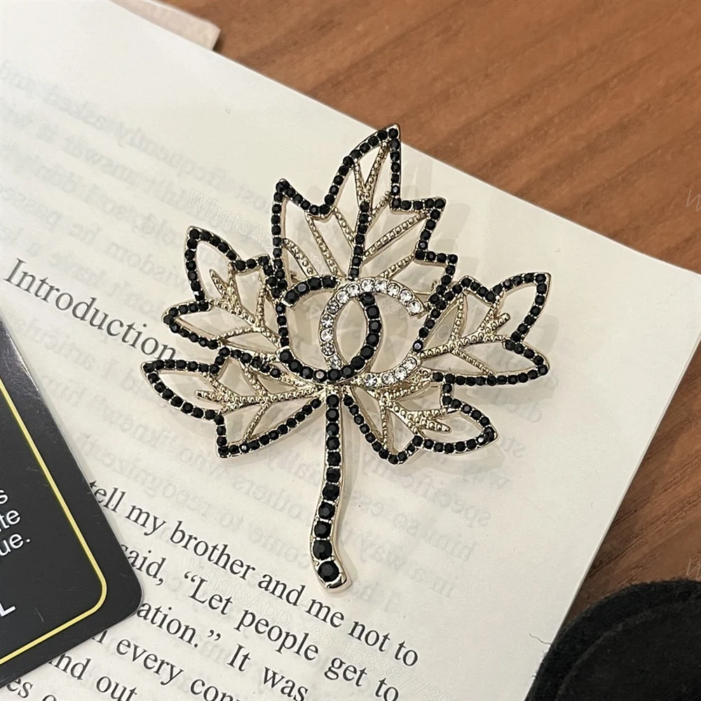 View 2 of Chanel Cc Leaf Brooch Black Gold