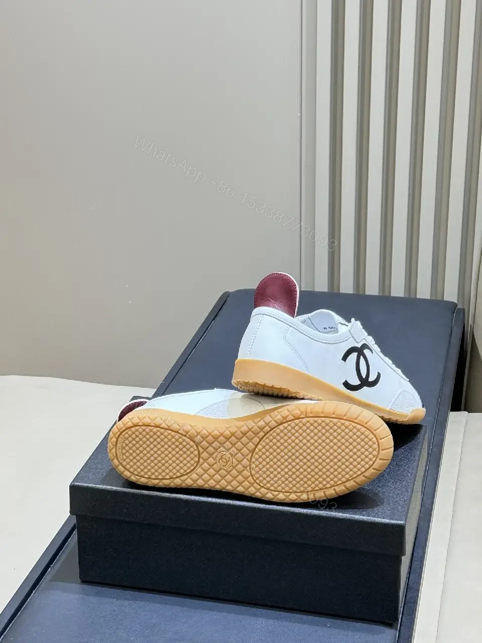 View 4 of Minimalist White Low-Top Trainers with Premium Trim and Gum Sole