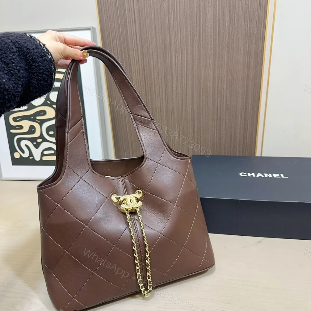 View 3 of Chanel Large Shopping Bag Gold Tone Hardware Brown 32Cm