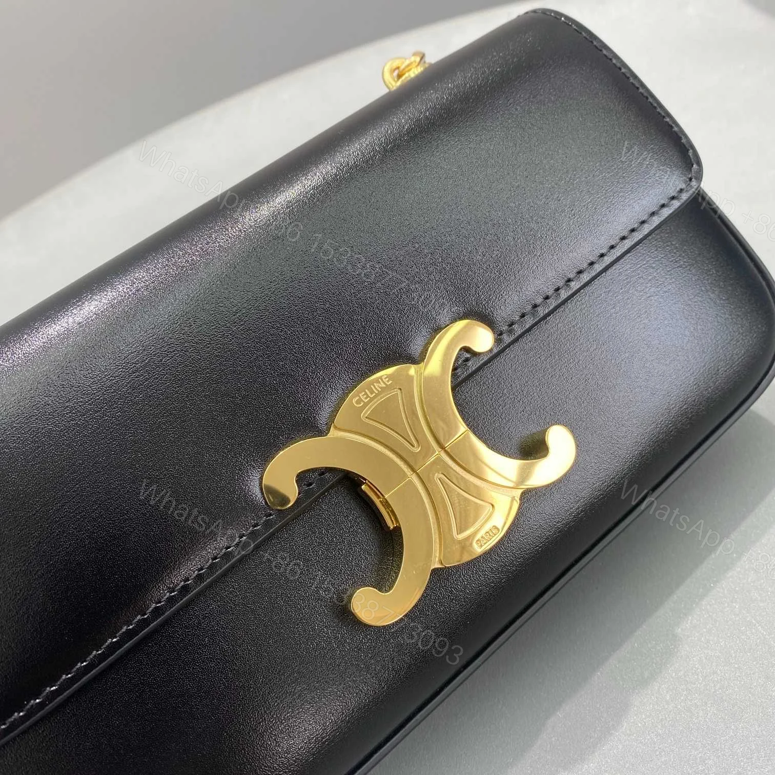 View 5 of CELINE CHAIN BOX TRIOMPHE BAG IN SHINY CALFSKIN BLACK