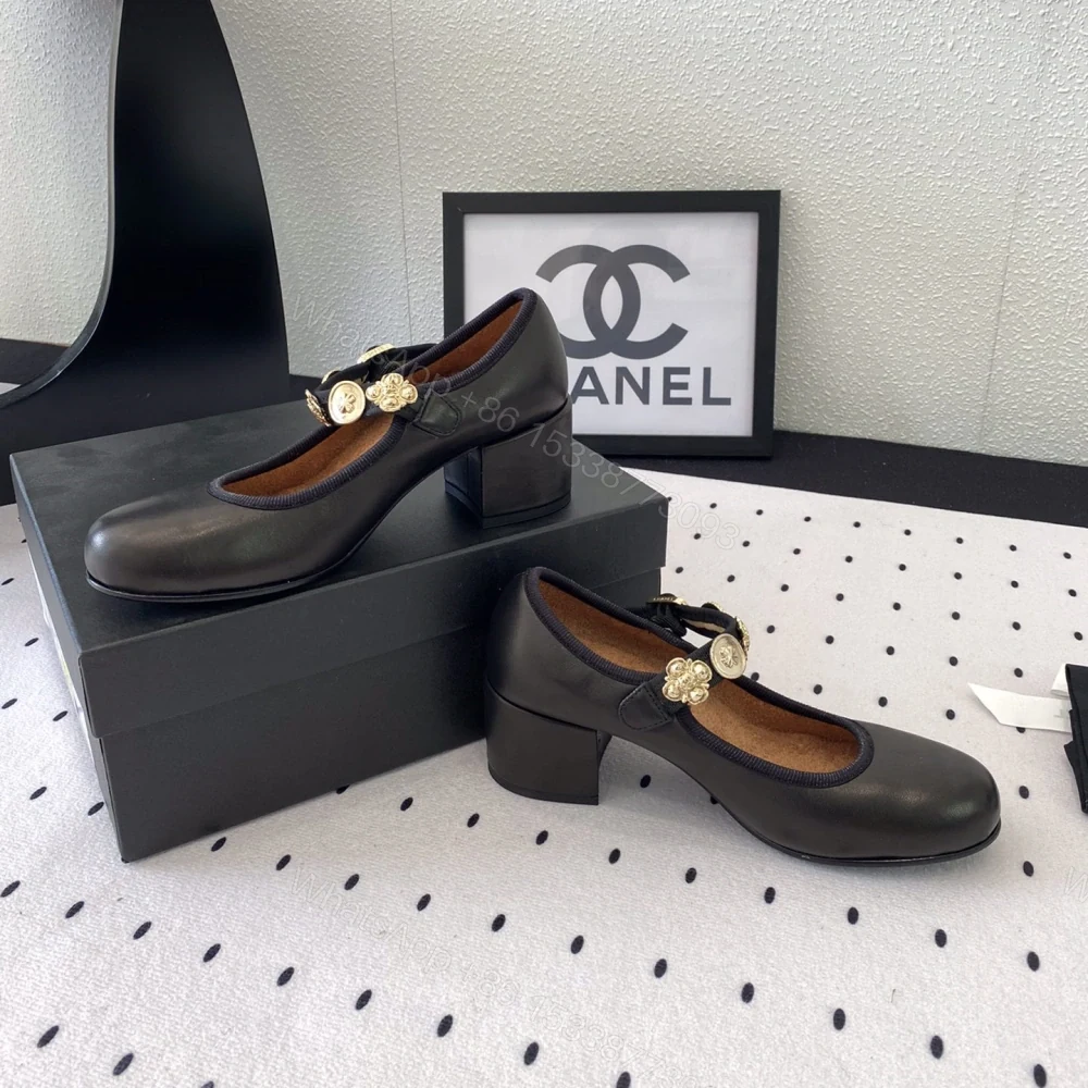 View 3 of 高仿Chanel*G45778X圓頭塔扣芭蕾舞鞋4.5CM黑色免檢版