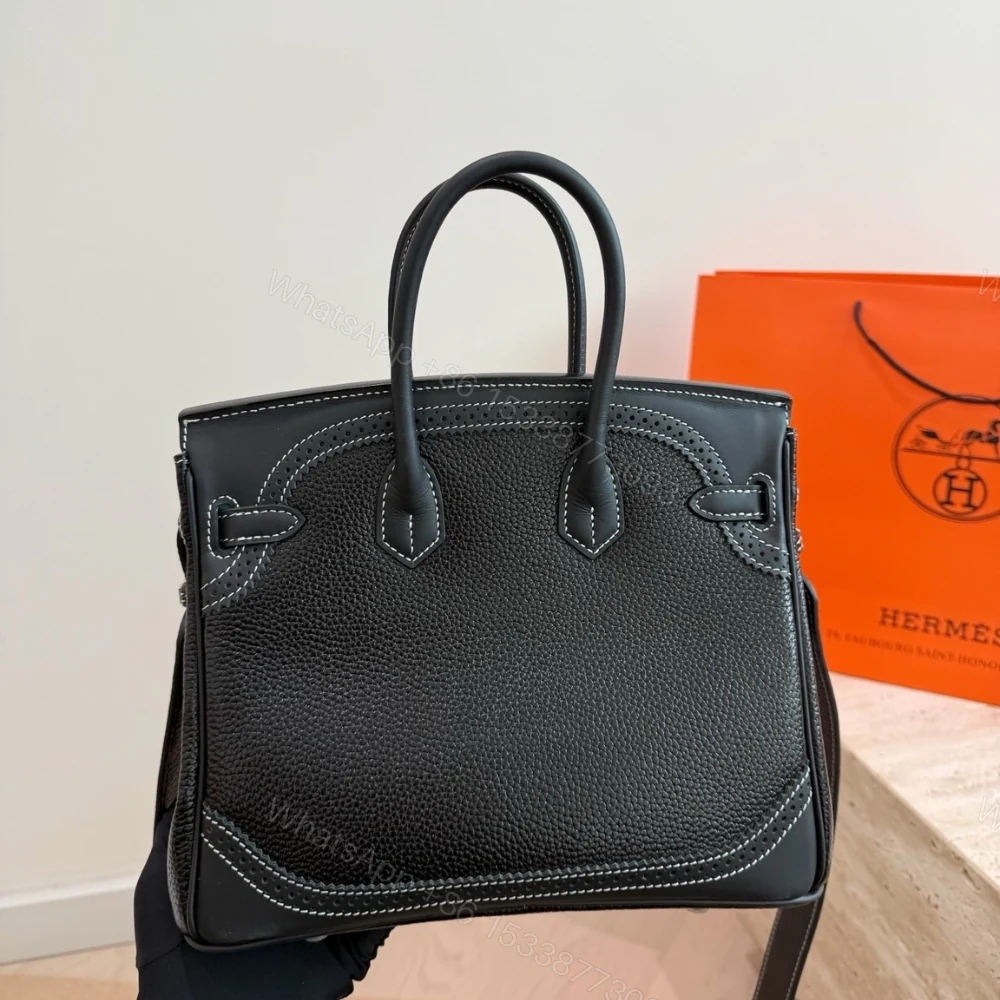 View 6 of Hermès Birkin Black Pebbled with Gold Lock and Clochette 25cm