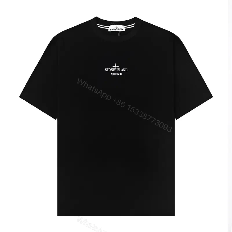 Black Cotton Crewneck Tee with Small Chest Logo — view 1