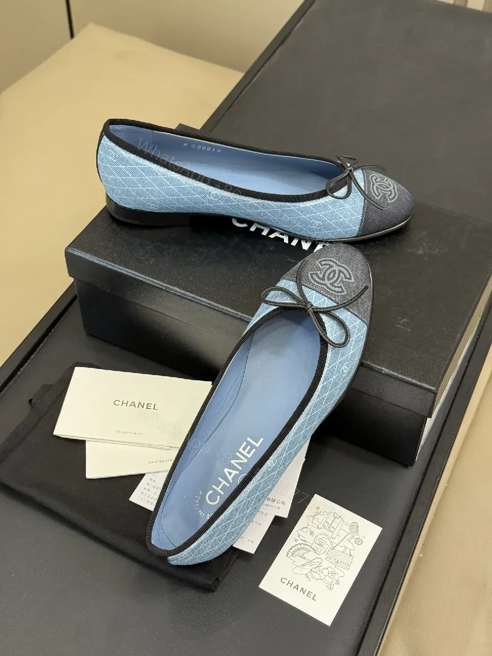 Lightweight Blue Knit Ballet Flats, Signature Motif, Everyday Chic — view 1