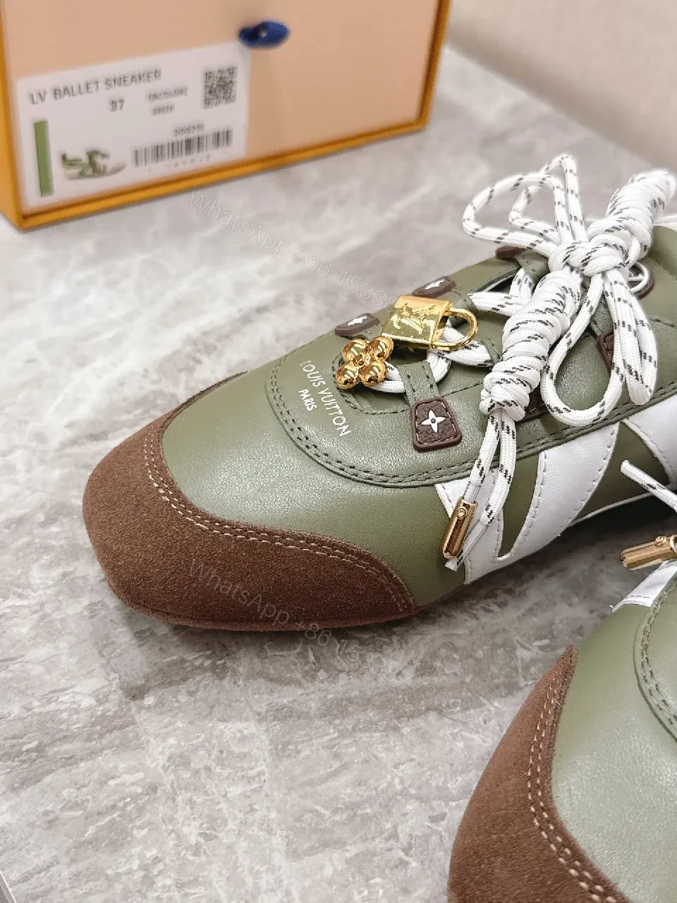 View 4 of Lux Olive Leather & Suede Sneaker: City Luxe Comfort