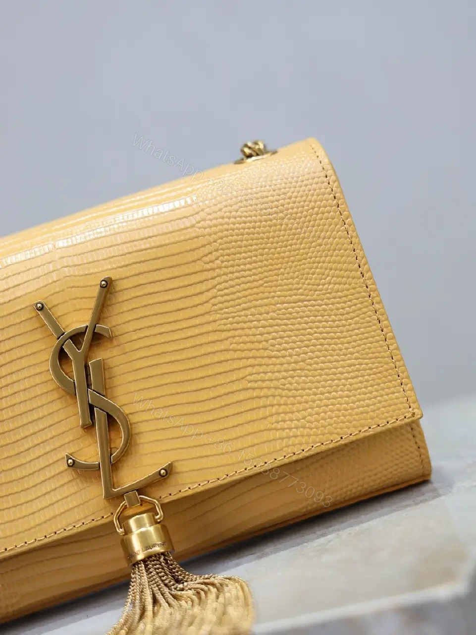 View 7 of Textured Leather Shoulder Bag with Iconic Hardware