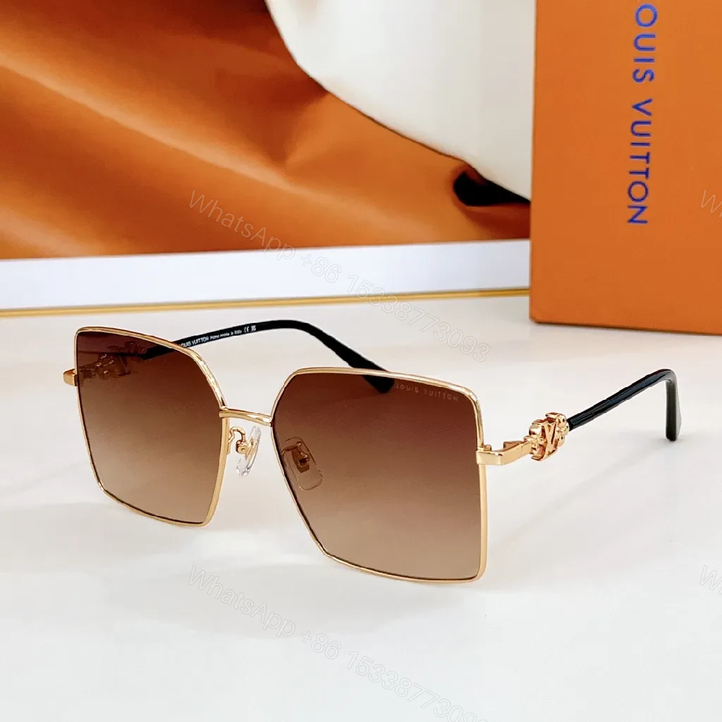 View 4 of Square-Frame Sunglasses Monogram Pattern Luxury Shades