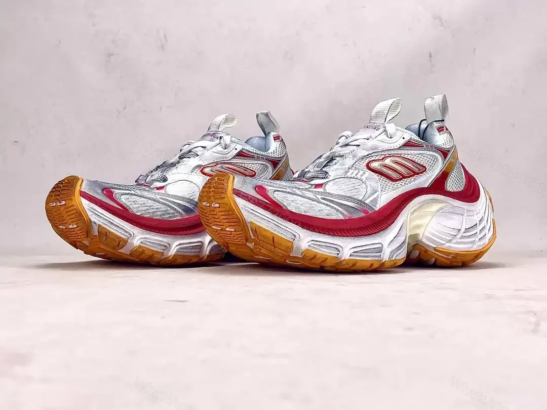 View 3 of BALENCIAGA WOMEN’S 10XL SNEAKER IN WHITE/RED/ORANGE – BB276