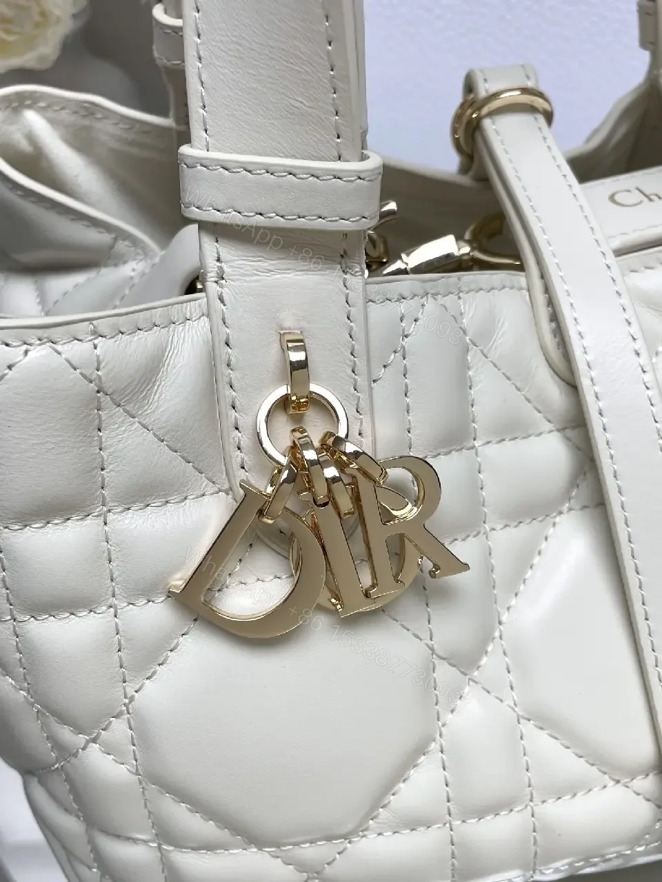 View 7 of Quilted Mini Bag - Gold Charm, Crossbody + Top Handle