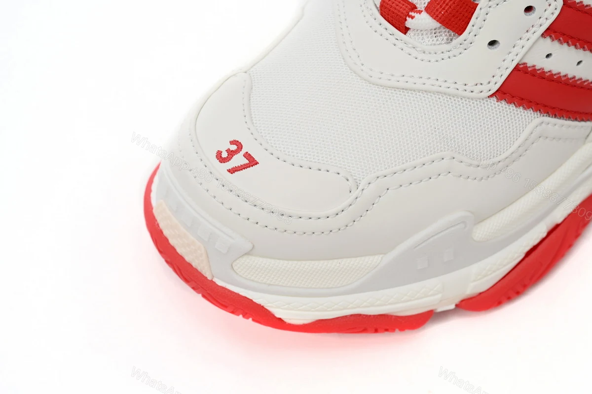 View 5 of adidas x Balenciaga Triple S White Red Bar