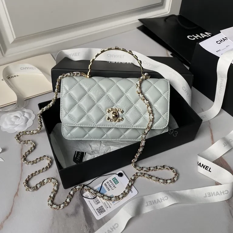 Chanel-Inspired Quilted Mini Shoulder Bag with Gold Chain — view 1