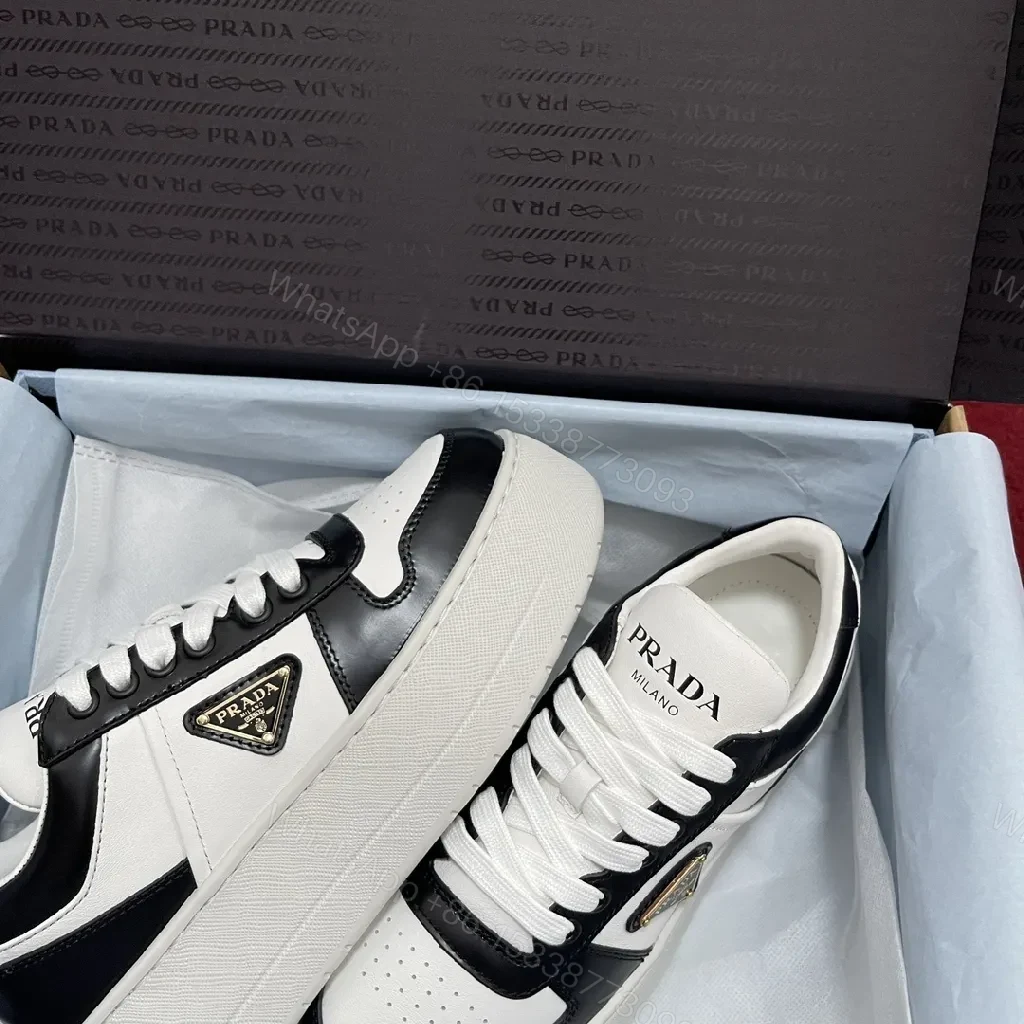 View 4 of Modern Leather-Trim Low-Top Sneakers: Bold Contrast, Supreme Craft