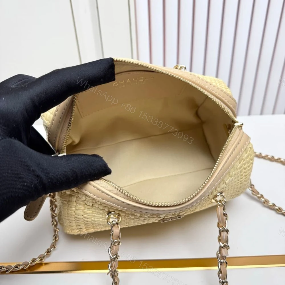 View 6 of Chanel Classic Clutch With Chain Bag Braided Raffia Beige 20Cm