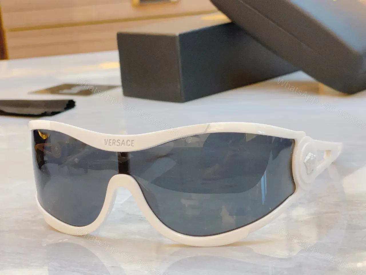 View 2 of Amber Frame Futuristic Sunglasses — Luxury UV Protection, Durable, Comfortable