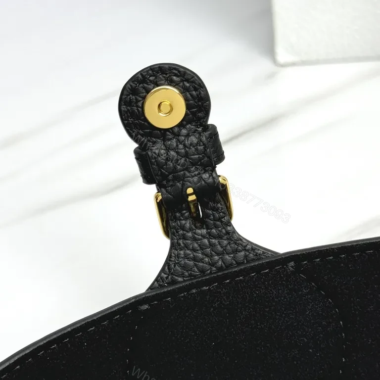 View 7 of Compact Black Leather Crossbody with Gold CD Closure