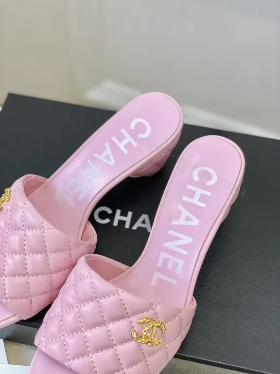 View 3 of Pink Quilted Chanel-Inspired Slides â€“ Luxury Comfort Sandals