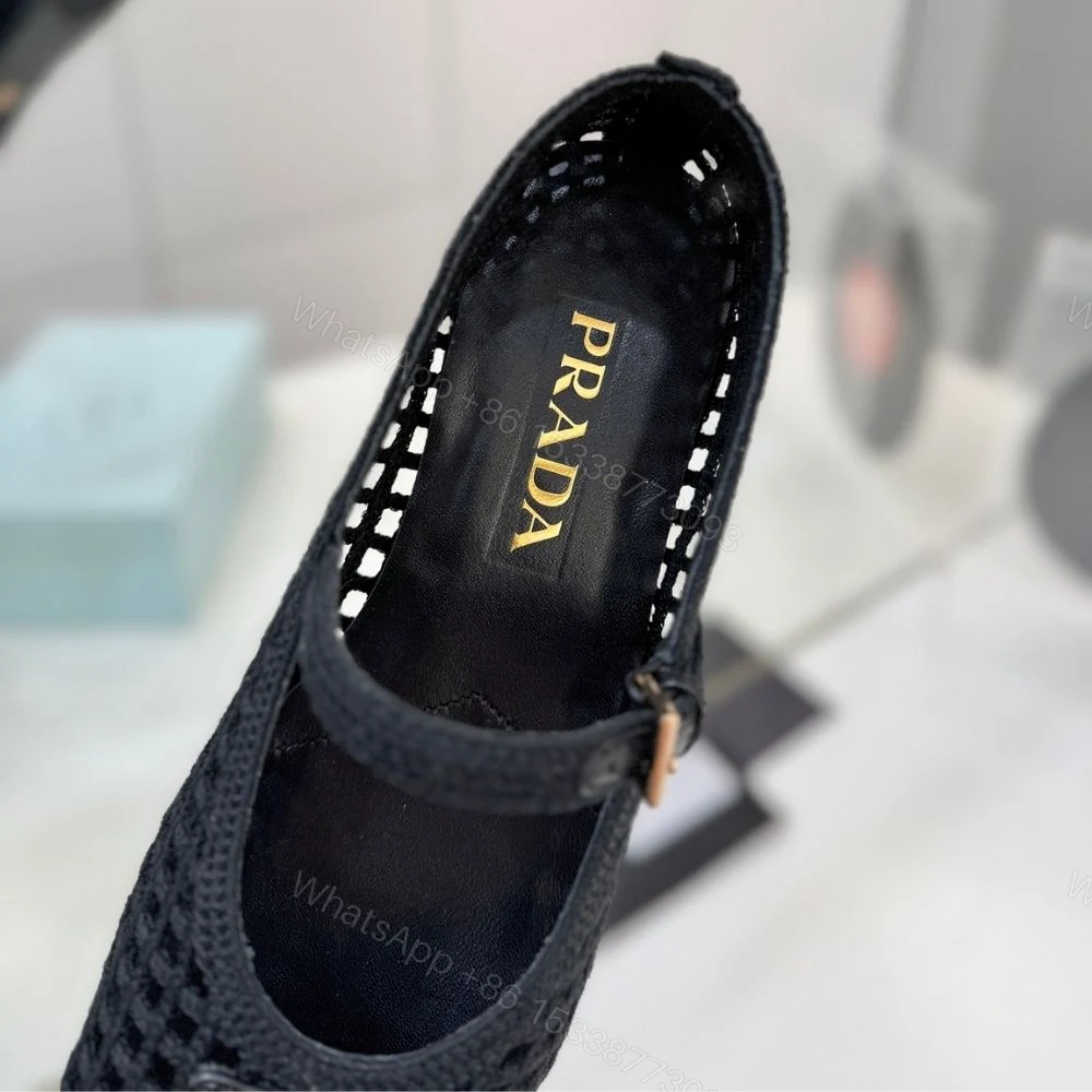 View 9 of Prada Crochet Ballerinas Black
