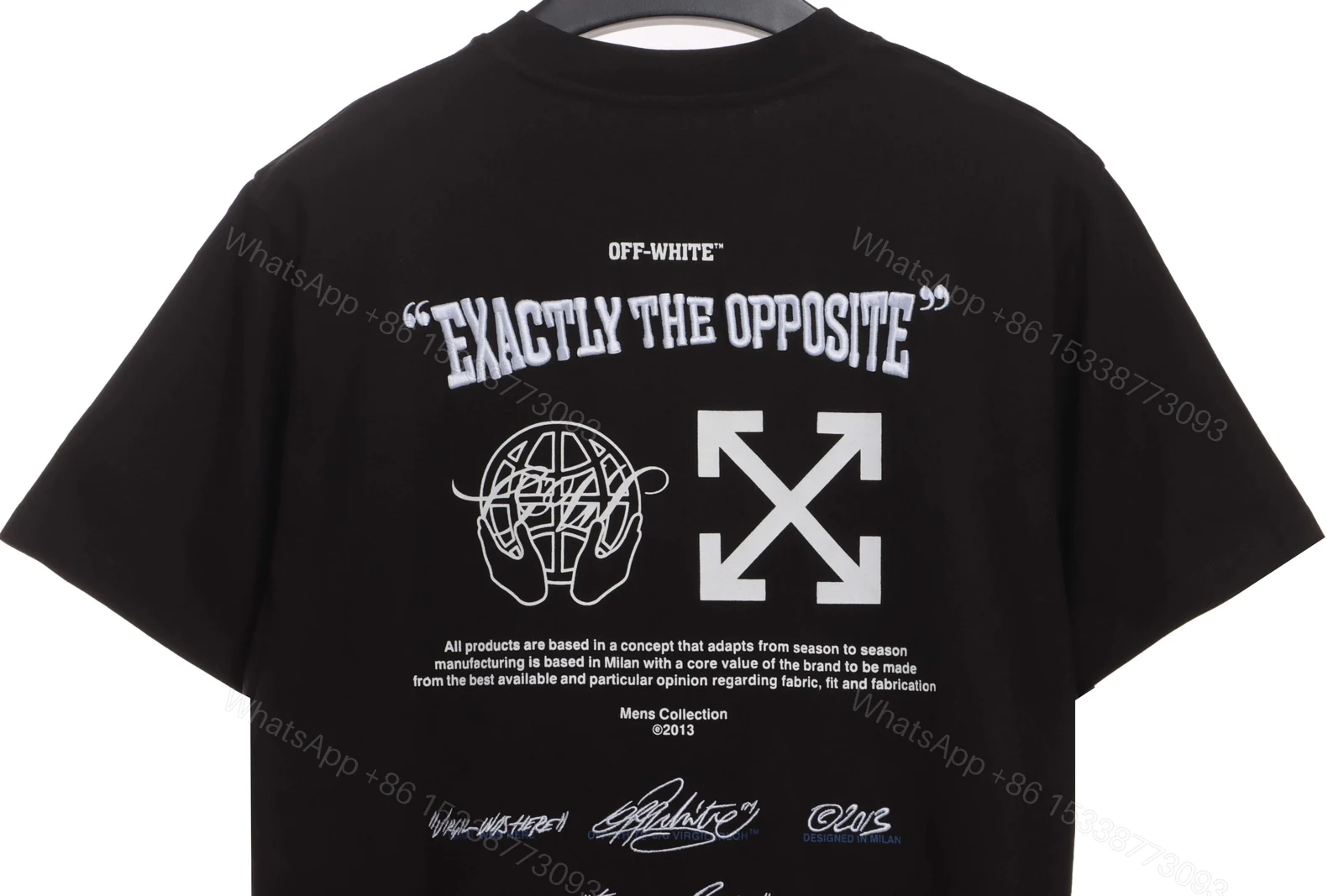 View 5 of Off White Embroidered Logo Arrow Slogan T-Shirt