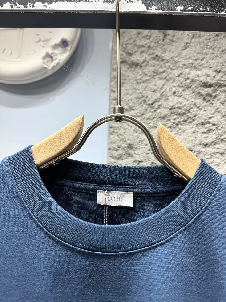 View 6 of Blue Embroidered Cotton Tee — Premium Casual Comfort