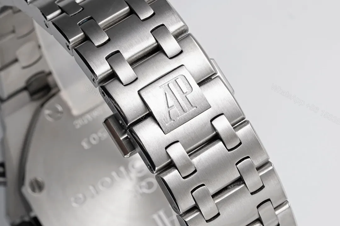 View 9 of JF Factory Audemars Piguet Royal Oak Offshore Stainless Steel Bracelet Watch with Exclusive 4404 Chronograph Movement – Silver Dial
