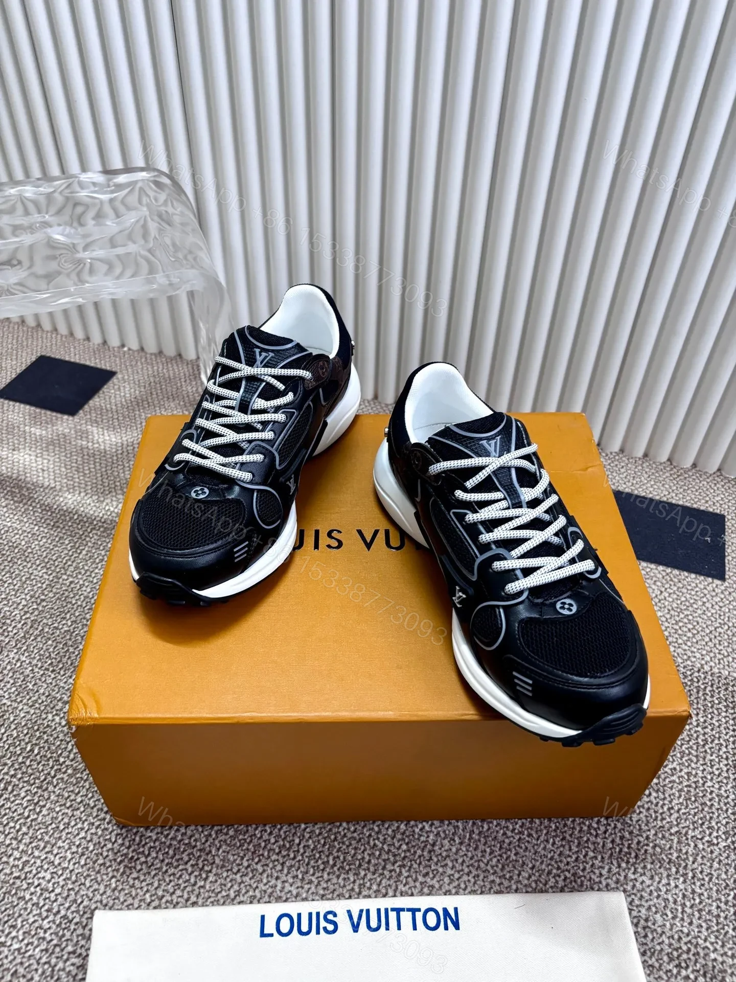 LV Women Black Mesh Leather Sneakers — view 1