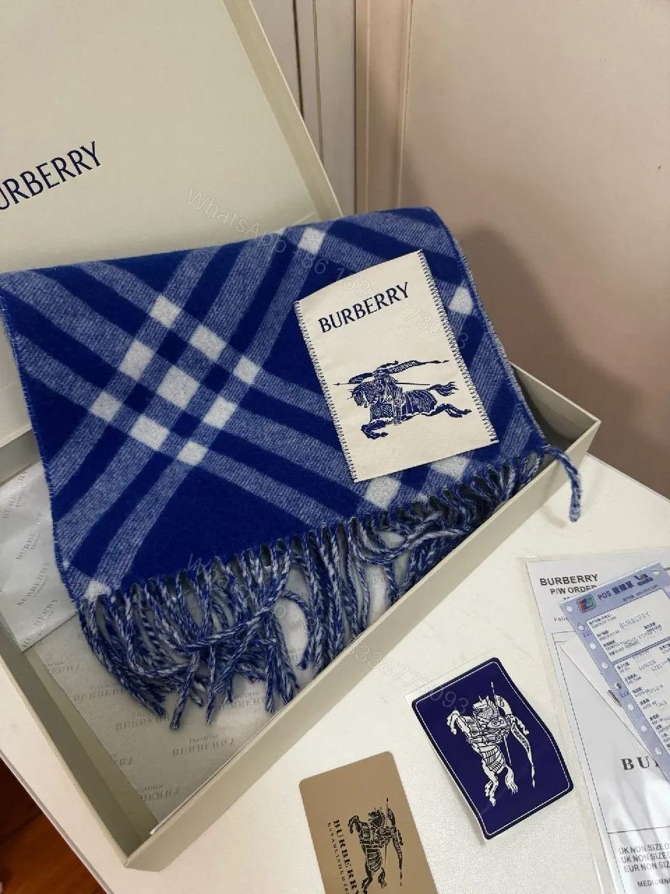 Blue Plaid Throw with Fringed Edge – Luxurious All-Season Comfort — view 1
