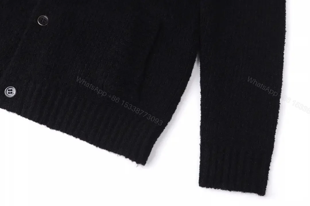 View 5 of Chunky Knit Cardigan Black – Monogram Detail, Premium Comfort Cardigan