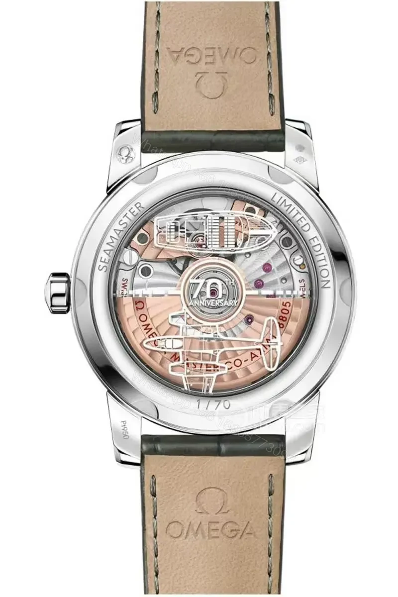 View 9 of Omega Seamaster 1948 Limited Edition Watch with Silver Dial and Brown Leather Strap