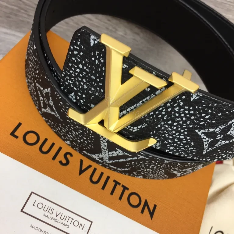 View 5 of Monogram Belt: Bold Black Leather, Gold Buckle, Luxe Style