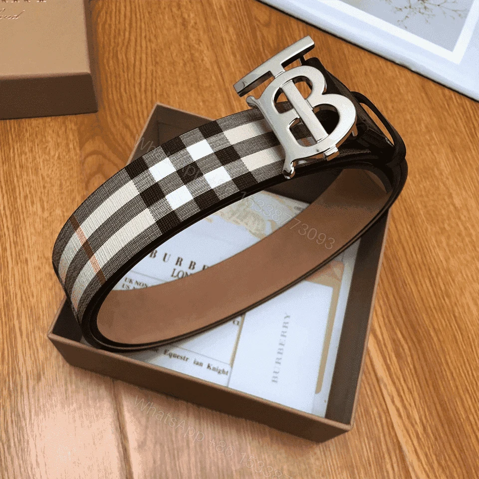 View 2 of BURBERRY REVERSIBLE MONOGRAM MOTIF VINTAGE CHECK BELT IN ARCHIVE BEIGE – B26
