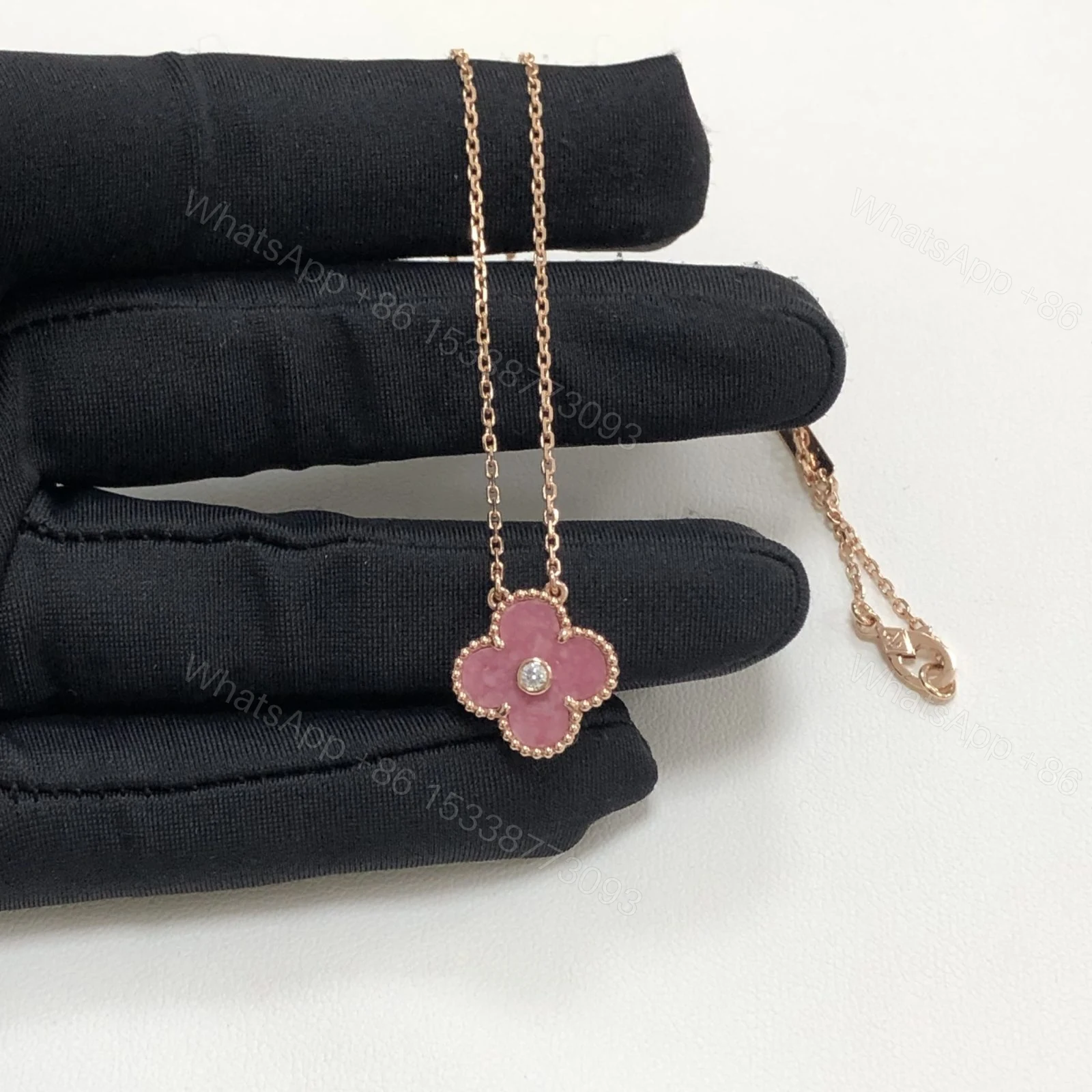 View 3 of VCA 2021 Holiday Alhambra Pendant Necklace Rhodonite