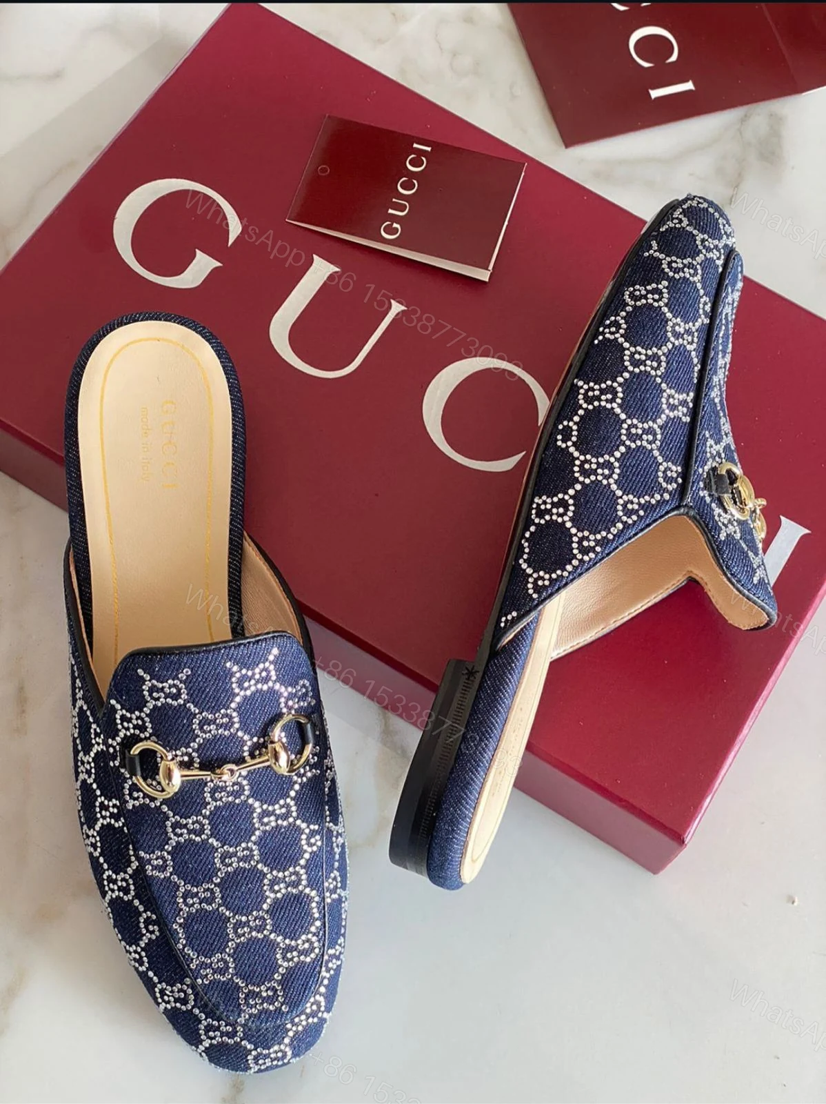 View 2 of FIRST COPY DENIM GUCCI MULES FOR WOMAN