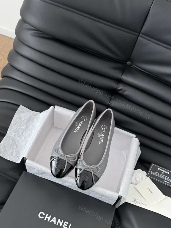 Chic Leather Flats with Black Patent Cap Toe - Luxe Everyday Wear — view 1