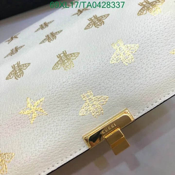 View 4 of Gucci Padlock Bee Star White Wallet on Chain Knockoff GF78QS