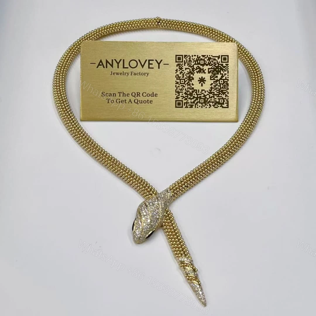 18kt Gold Bvlgari Serpenti Two-Coil Necklace With Head and Tail Diamonds Onyx 360472 — view 1