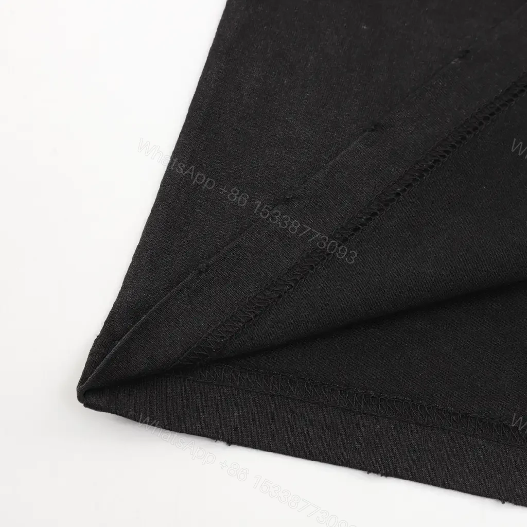 View 7 of Black Cotton Casual Crewneck T-Shirt with Chest Logo