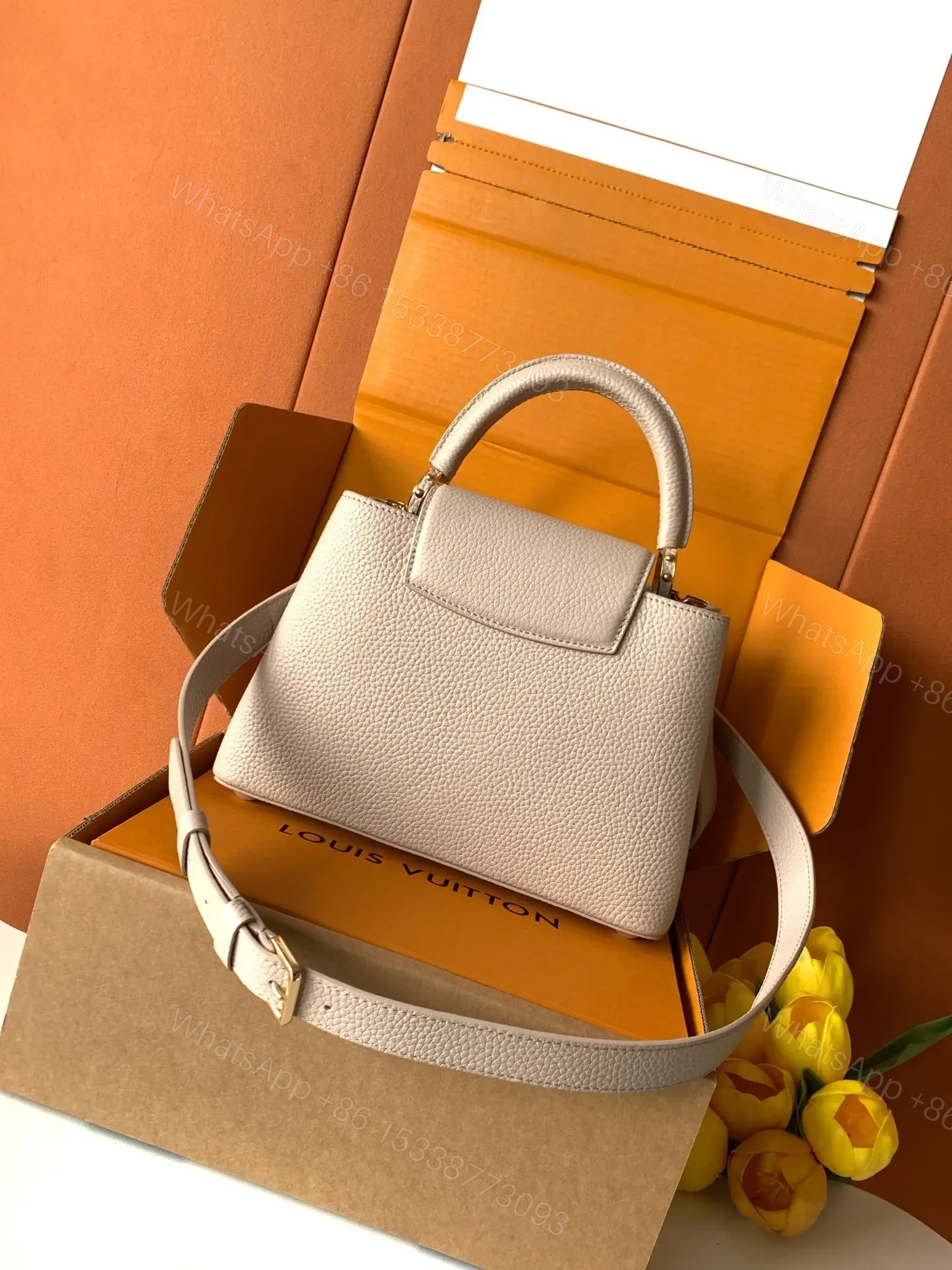 Louis Vuitton Capucines handbag in a beige — view 2