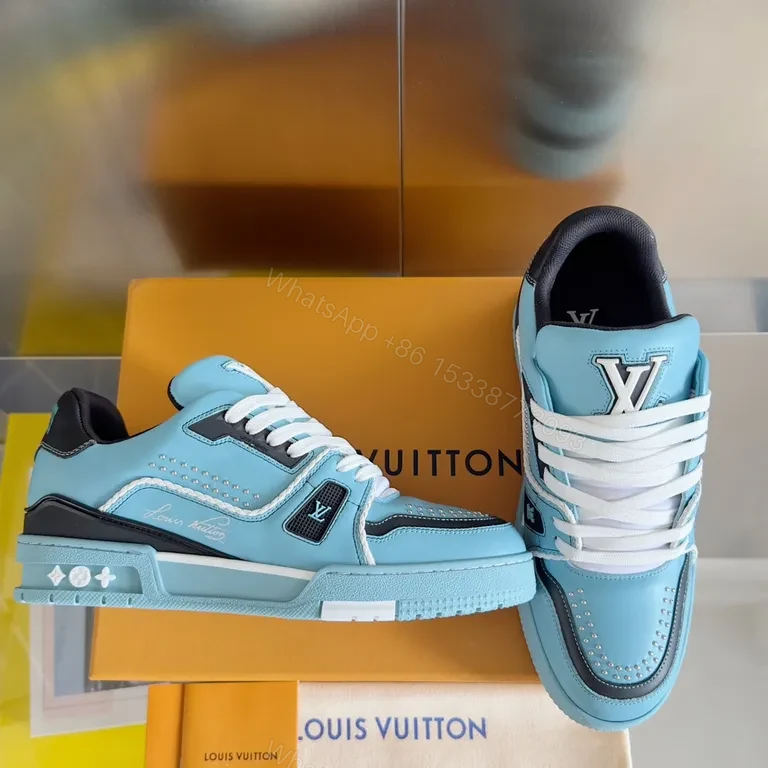 View 4 of Bright Sky Blue Luxury Sneaker with LV Touch Iconic Style