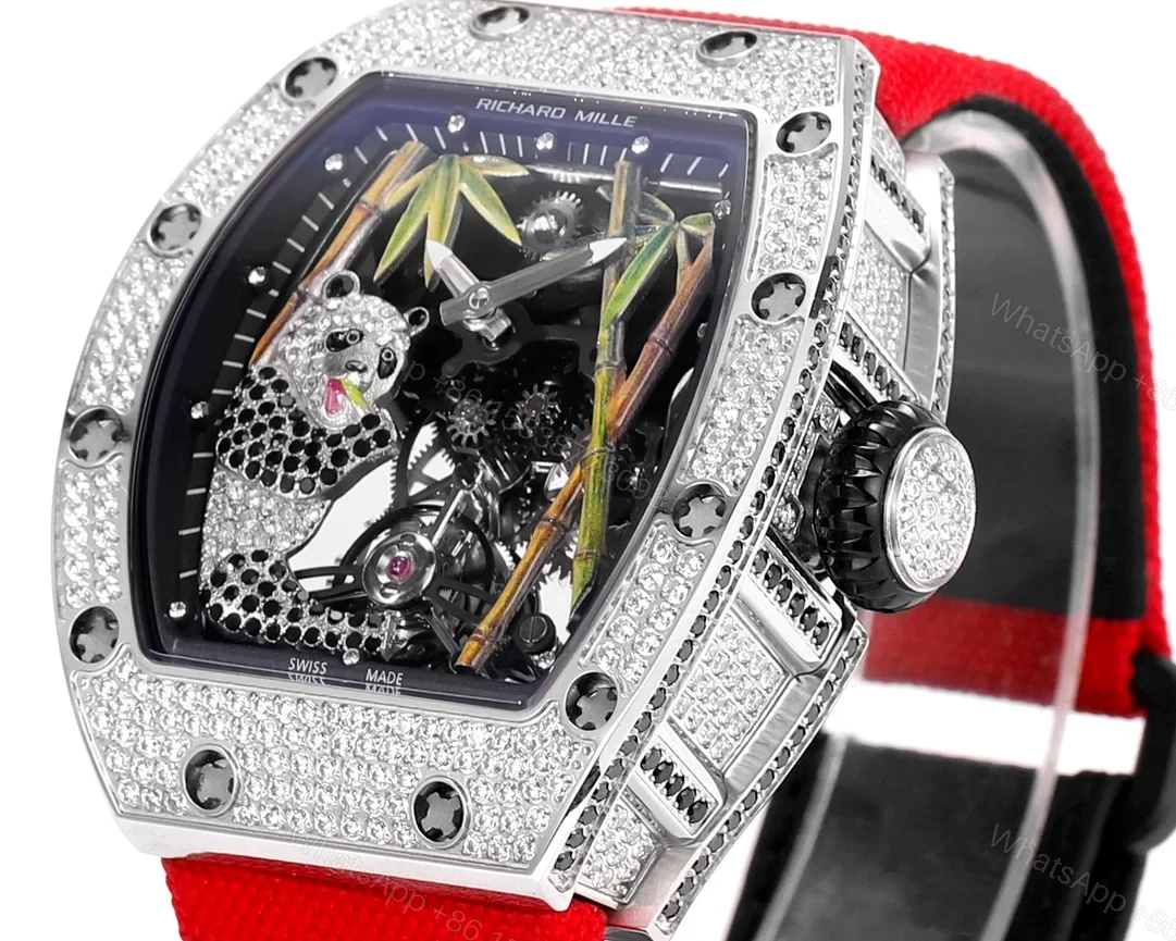 View 4 of Richard Mille RM26-01 Panda Tourbillon Watch Full Diamond Set Panda Art Dial 18K White Gold Bamboo Mechanical Masterpiece RM26-01-PND-DIA
