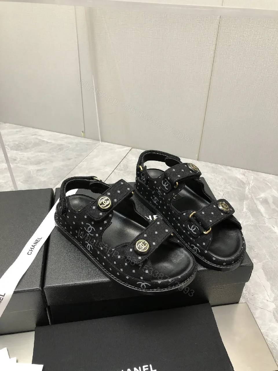 View 6 of Polished Sandals with Gold Hardware - Open-Toe Comfort