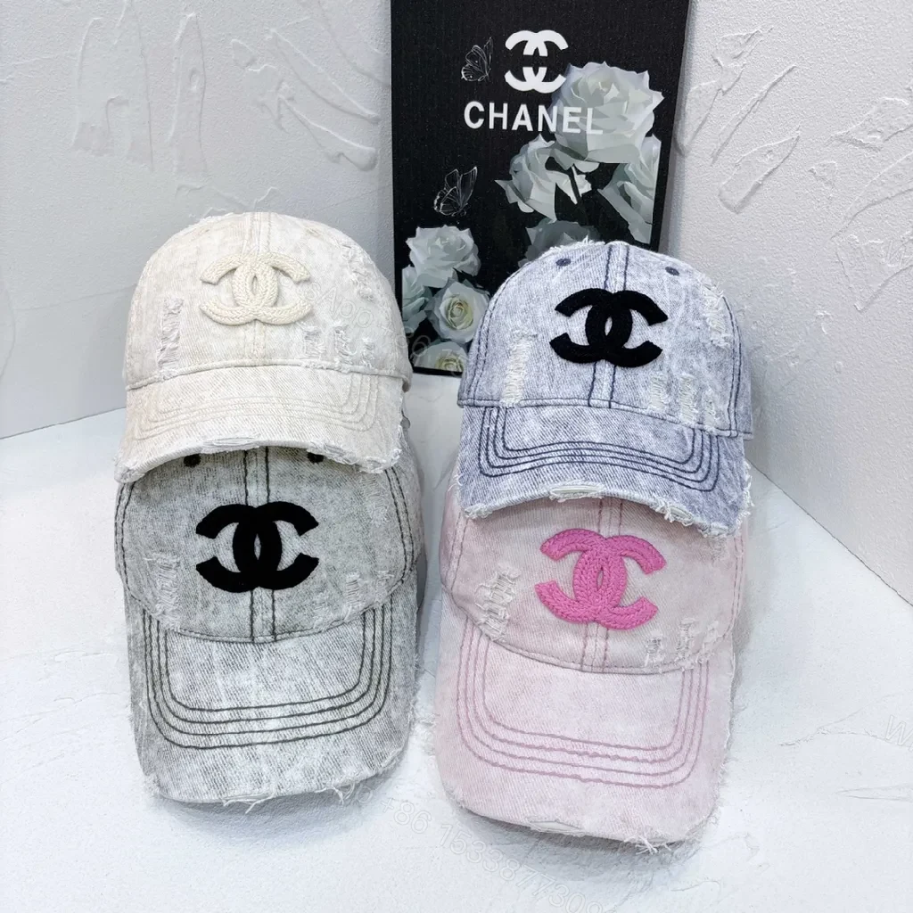 View 7 of Distressed Denim Logo Cap â€“ Tonal Chanel-Inspired Style
