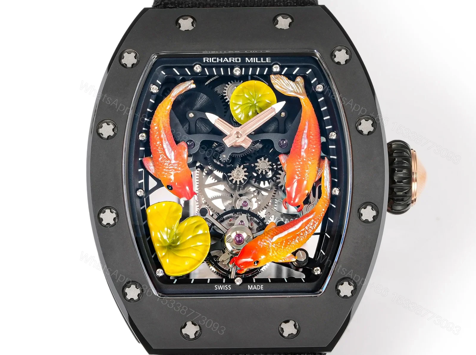 View 6 of Richard Mille RM S10 Koi Tourbillon Watch Oriental Art Dial Red Gold Diamond Koi Mechanical Tourbillon Luxury Edition RM-S10-KOI-TB-ORI