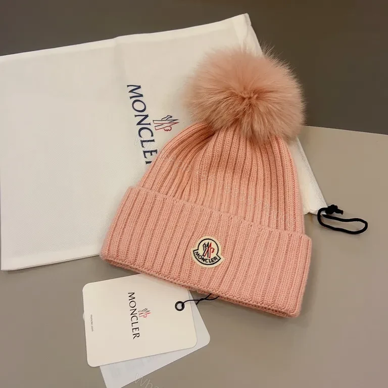 Chic Pink Moncler Beanie with Pom-Pomâ€”All-Day Warmth — view 1