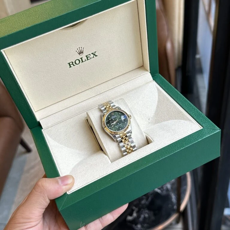 View 2 of Rolex DateJust Super Clone Watch Demi Gold Green Leaf Dial 31mm Super Clone