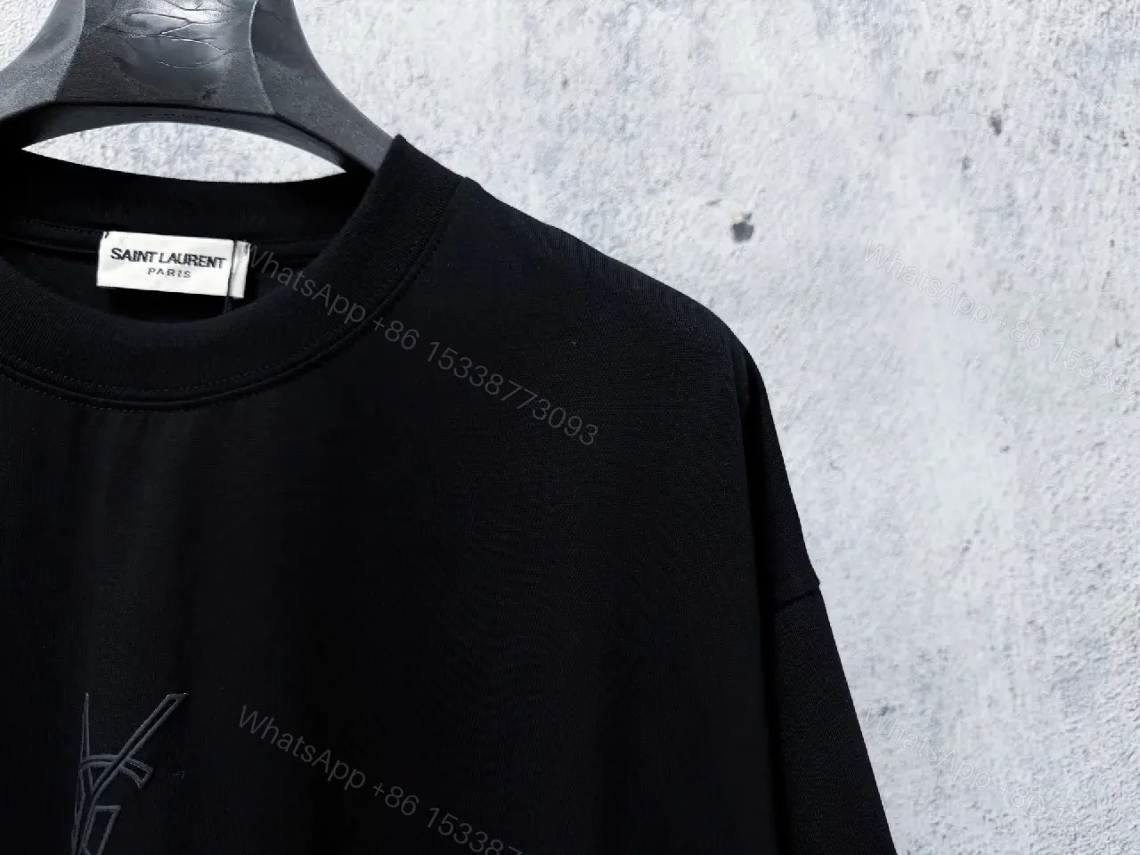 View 5 of Black Knit Tee, Subtle Logo, Oversized Comfort + Luxury Finish