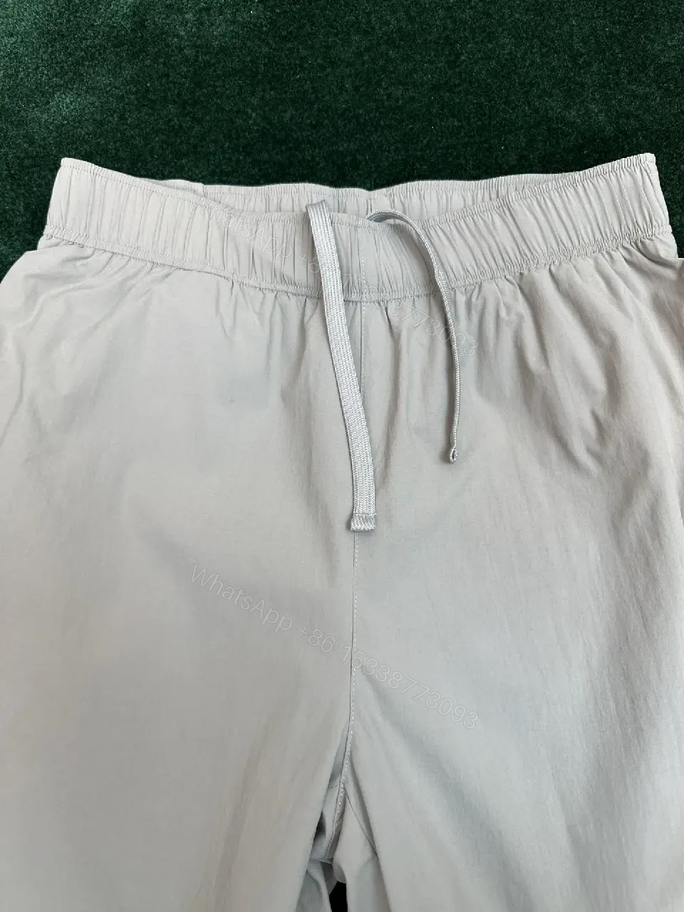 View 5 of Light Gray Wide-Leg Pants Elastic Waist Drawstring Smooth Knit